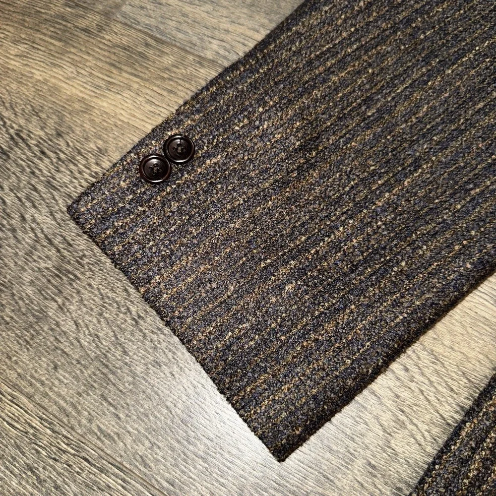 Alberto‎ Zimni Brown Herringbone Wool Tweed Blazer Sport Coat 44R Made In Italy